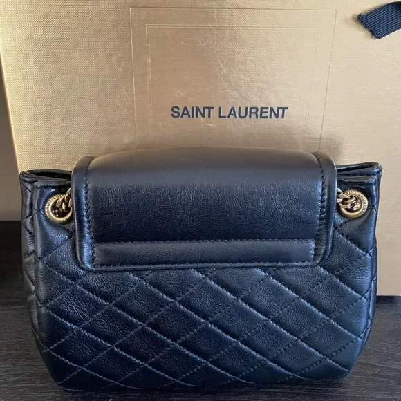 Saint Laurent Black Quilted Crossbody Bag with Gold Logo - Picture 12 of 14